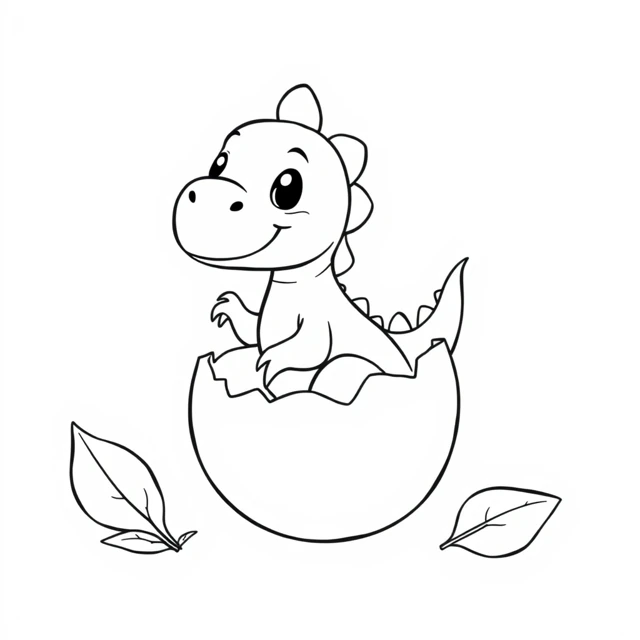 Accepted baby dinosaur drawing with broad white shell and body areas