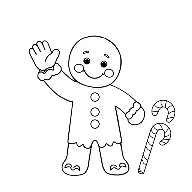 Waving icing friend AI-generated black-and-white coloring illustration, visually reviewed